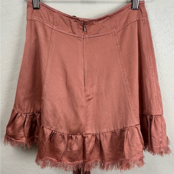 Free People One Tuxedo Faux Wrap Asymmetric Blue Raw Hem 4 Rose Pink 1155 - Picture 2 of 7